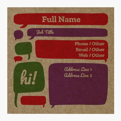 Design Preview for Design Gallery: Fun & Whimsical Kraft Business Cards, Square (65 x 65 mm)