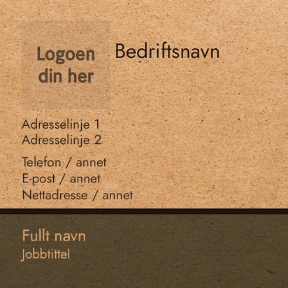 Forhåndsvisning av design for Designgalleri: Visittkort med kraftpapir, Kvadratisk (65 x 65 mm)