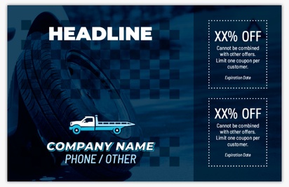 A tow towing black blue design for Coupons
