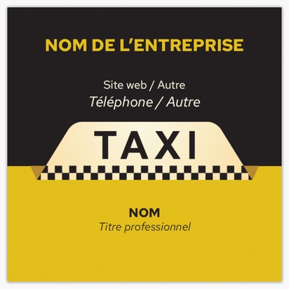 Aperçu du graphisme pour Galerie de modèles : cartes de visite carrées pour taxi