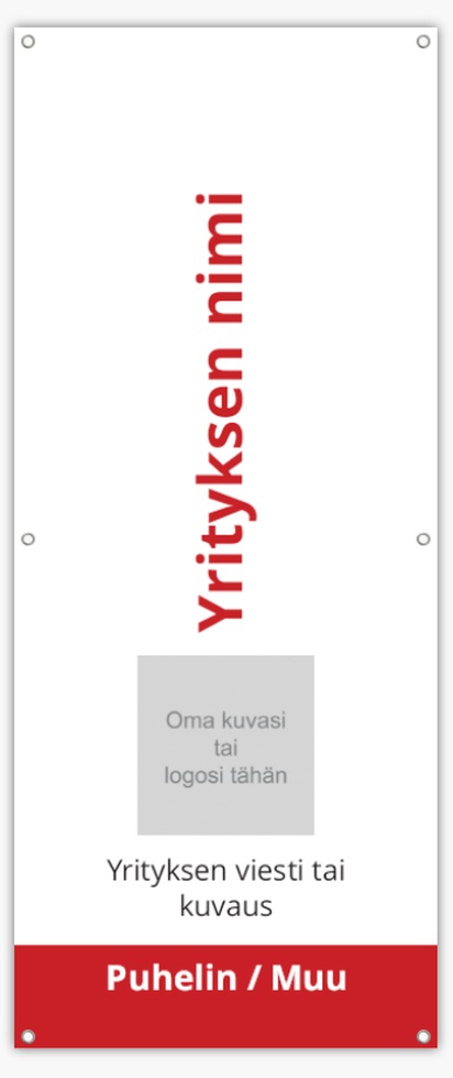 Mallin esikatselu Mallivalikoima: Talous & Vakuutus Reikävinyylibanderollit, 76 x 183 cm