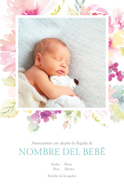 Un tarjeta botánicos diseño blanco crema para Bebés con 1 imágenes