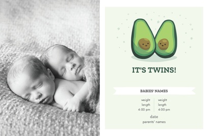 A twin baby announcement twins baby announcement white cream design for Twins & Multiples with 1 uploads