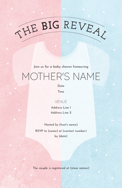 Design Preview for Design Gallery: Gender Reveal Baby Shower Invitations, 4.6” x 7.2”