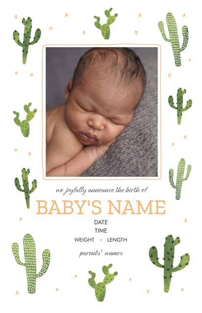 A cute plants gray cream design for Birth Announcements with 1 uploads