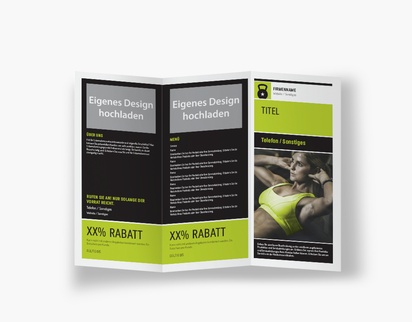 Designvorschau für Designgalerie: Falzflyer Sport & Fitness, Zickzackfalz DL (99 x 210 mm)