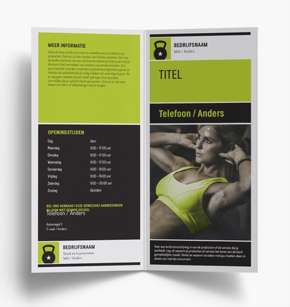 Voorvertoning ontwerp voor Ontwerpgalerij: Fitness lessen Folders, Tweeluik DL (99 x 210 mm)