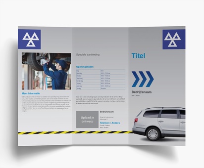 Voorvertoning ontwerp voor Ontwerpgalerij: Autogarage Folders, Drieluik DL (99 x 210 mm)