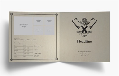 Design Preview for Design Gallery: Butcher Shops Folded Leaflets, Bi-fold Square (210 x 210 mm)