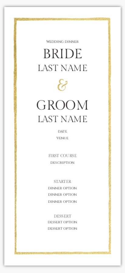 Design Preview for  Wedding Menu Cards Templates, 4" x 8" Flat