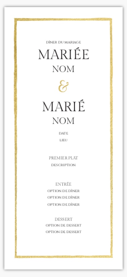 Aperçu du graphisme pour Galerie de modèles : Cartes de menu de mariage, Traditionnel & Classique, 4" x 8" Flat