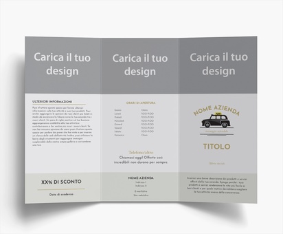 Anteprima design per Galleria di design: dépliant pieghevoli per auto e trasporti, 2 pieghe a portafoglio DL (99 x 210 mm)