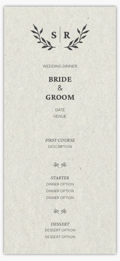 Design Preview for Personalised Wedding Menu Cards