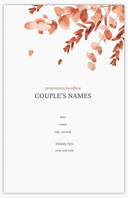 Design Preview for Design Gallery: Floral Wedding Programs, Flat 13.9 x 21.6 cm