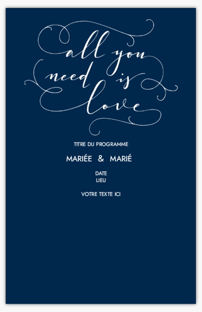 Aperçu du graphisme pour Galerie de modèles : Programmes de mariage, Typographiques, 6 x 9 po
