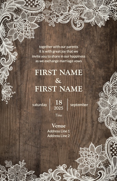 Design Preview for Templates for Rustic Wedding Invitations , Flat 13.9 x 21.6 cm