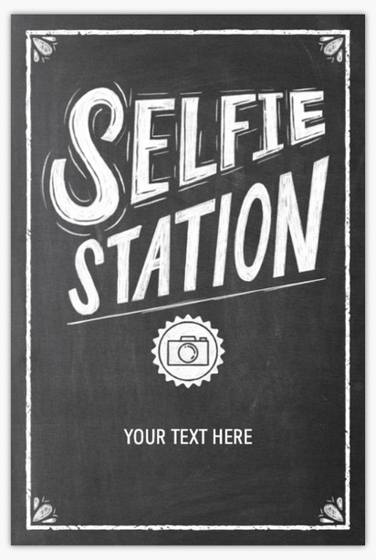 A graduation selfie station selfies black gray design for General Party