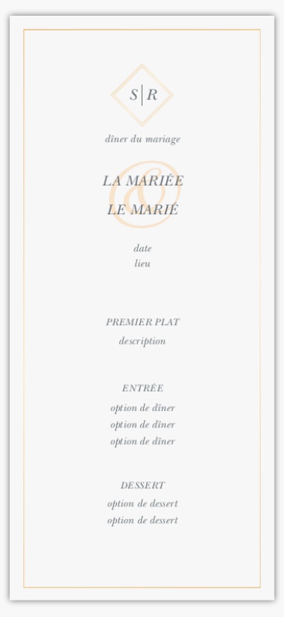 Aperçu du graphisme pour Galerie de modèles : Cartes de menu de mariage, 4" x 8" Flat