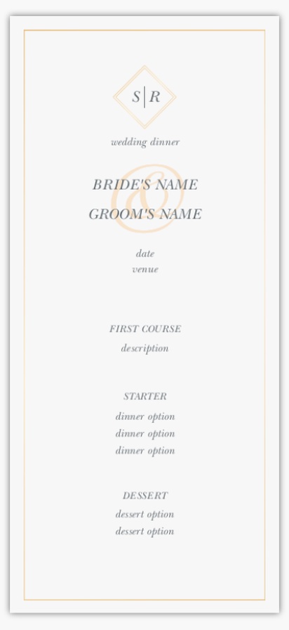 Design Preview for Traditional & Classic Wedding Menu Cards Templates, 4" x 8" Flat