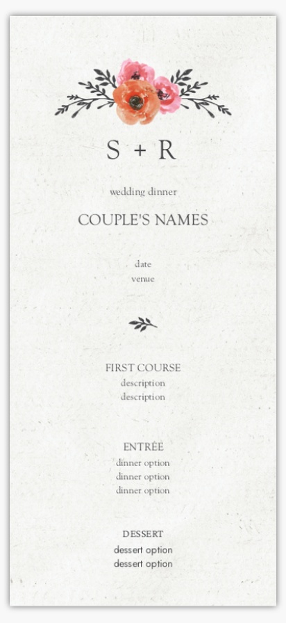 A rustic wedding rustic floral menu white gray design for General Party