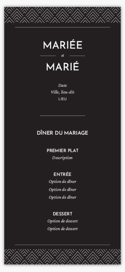 Aperçu du graphisme pour Galerie de modèles : Cartes de menu de mariage, Traditionnel & Classique, 4" x 8" Flat