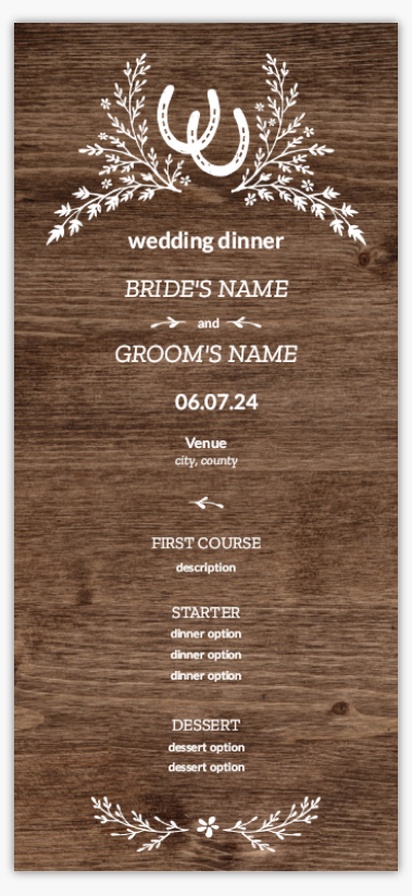 Design Preview for Design Gallery: Fun & Whimsical Wedding Menu Cards, 4" x 8" Flat
