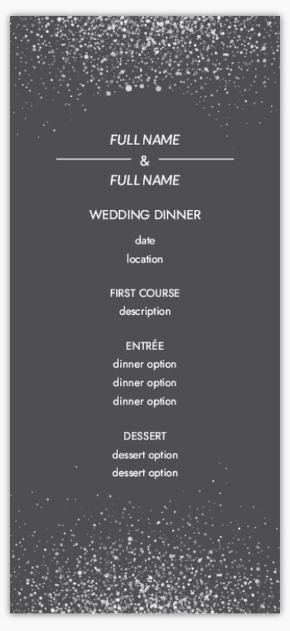 A wedding menu silver confetti gray design for Elegant