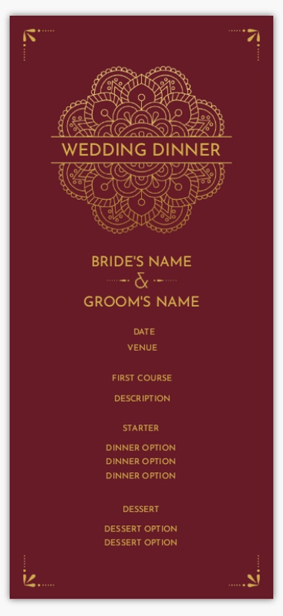 Design Preview for Destination Wedding Menu Cards Templates, 4" x 8" Flat