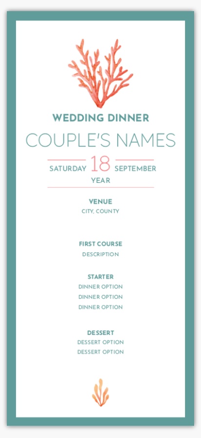 Design Preview for Nautical Wedding Menu Cards Templates, 4" x 8" Flat