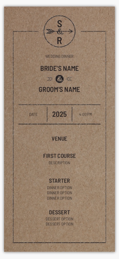 Design Preview for Design Gallery: Minimal Wedding Menu Cards, 4" x 8" Flat