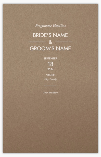 Design Preview for Templates for Typographical Wedding Programs , Flat 13.9 x 21.6 cm