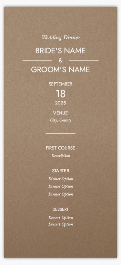 Design Preview for Typographical Wedding Menu Cards Templates, 4" x 8" Flat