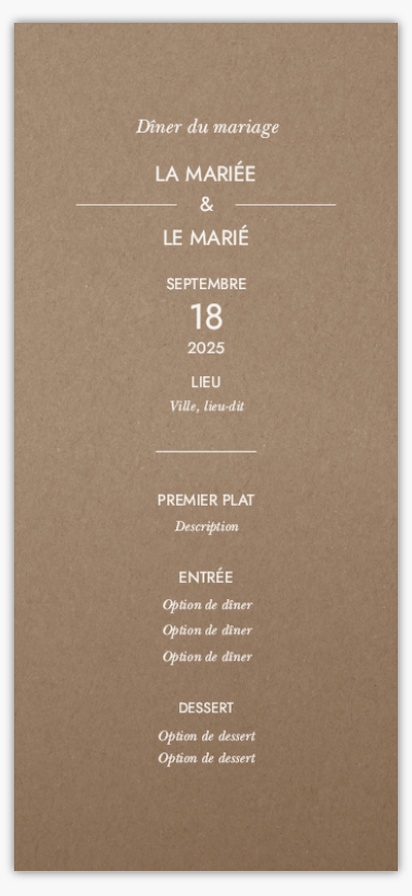 Aperçu du graphisme pour Galerie de modèles : Cartes de menu de mariage, Rétro, 4" x 8" Flat