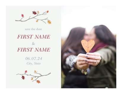 A casual autumn wedding save the date white cream design for Season with 1 uploads