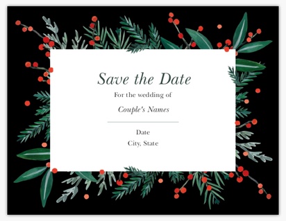 A christmas save the date holiday greenery white gray design for Floral
