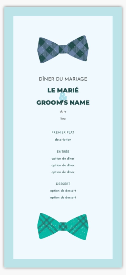 Aperçu du graphisme pour Galerie de modèles : Cartes de menu de mariage, Amusant, 4" x 8" Flat
