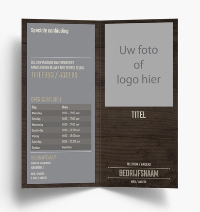 Voorvertoning ontwerp voor Ontwerpgalerij: Timmerwerk en houtbewerking Folders, Tweeluik DL (99 x 210 mm)