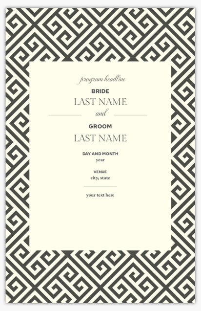 A wedding program 日保存 cream gray design for Modern & Simple