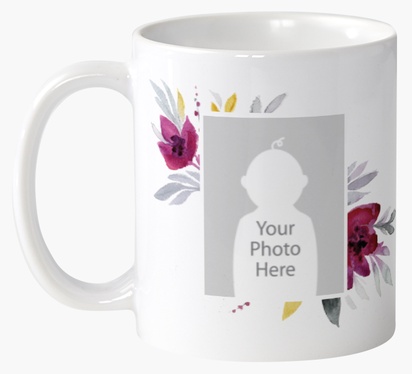 Design Preview for Design Gallery: Florals & Greenery Personalised Mugs, 325 ml  Wrap-around