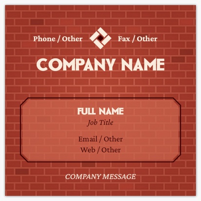 Design Preview for Design Gallery: Masonry & Bricklaying Square Business Cards