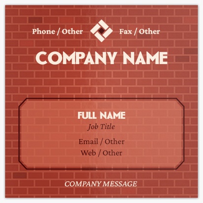 Design Preview for Design Gallery: Masonry & Bricklaying Glossy Visiting Cards, Square (63.5 x 63.5 mm)