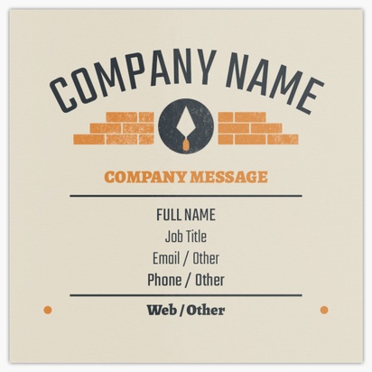 Design Preview for Masonry & Bricklaying Glossy Business Cards Templates, Square (2.5" x 2.5")
