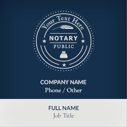A traveling notary foil blue white design