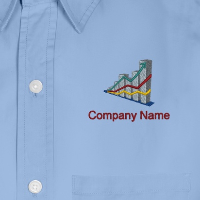 Design Preview for Design Gallery: Marketing & Communications Men's Embroidered Dress Shirts, Men's Blue