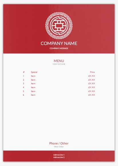Design Preview for Design Gallery: Restaurants Flyers & Leaflets,  No Fold/Flyer A4 (210 x 297 mm)