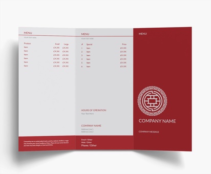 Design Preview for Design Gallery: Menus Folded Leaflets, Tri-fold DL (99 x 210 mm)