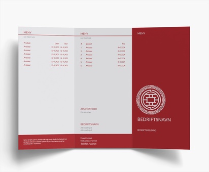 Forhåndsvisning av design for Designgalleri: Menyer Brosjyrer, 3-fløyet DL (99 x 210 mm)