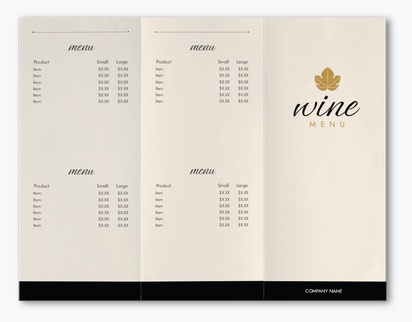 A wine menu wine list cream black design for Elegant