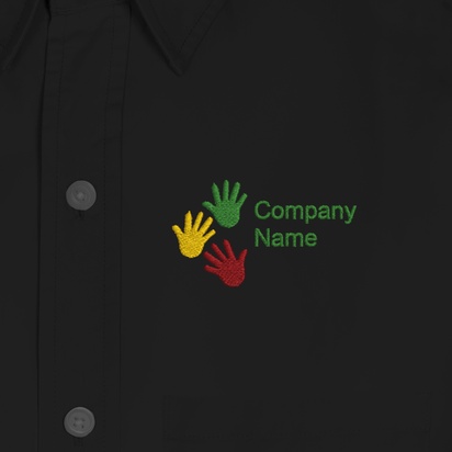 Design Preview for Design Gallery: Baby Men's Embroidered Dress Shirts, Men's Black