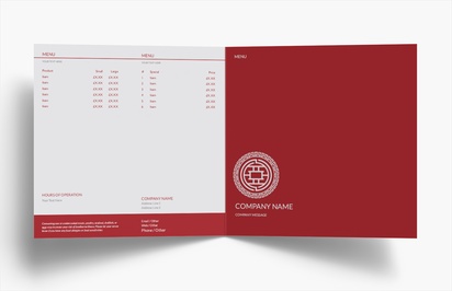 Design Preview for Design Gallery: Menus Folded Leaflets, Bi-fold Square (210 x 210 mm)